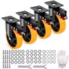 VEVOR Caster Wheels, 12.7 cm Swivel Plate Casters, Set of 4, with Security A/B Locking No Noise PVC Wheels