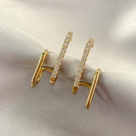 Twist Stud Earrings for Single Piercing Tiny Spiral Huggie Faux Double Hoop Earrings Illusion Earrings