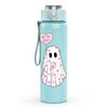1PC Cute Ghost With Pink Heart Print 750ml Color Plastic Sports Water Bottle Leakproof Flip Straw Lid Suitable for Sports Office Home Use
