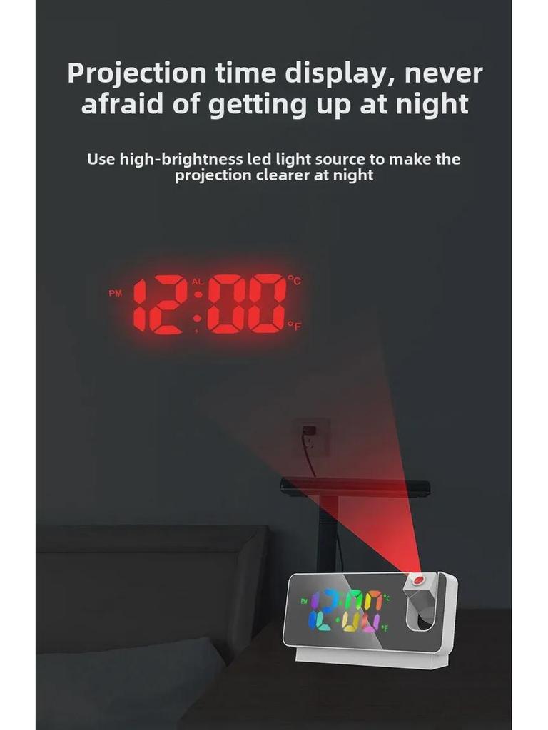 Smart LED Projection Alarm Clock with Temperature and Calendar