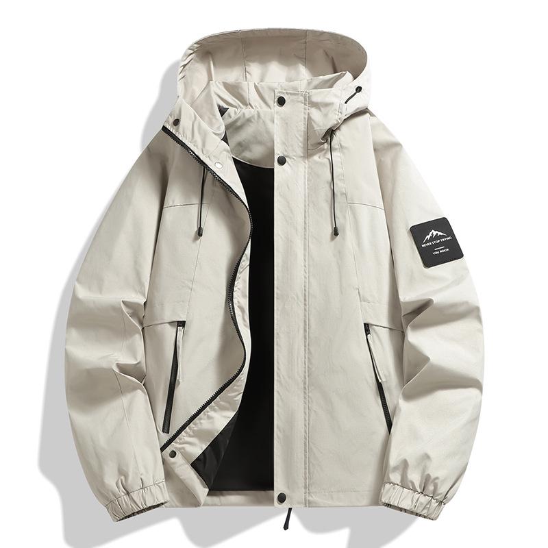 

Unisex Spring/Autumn Windproof Waterproof Outdoor Jacket for Hiking and Casual Wear 2XL бежевий