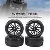 4PCS 1/10 RC Wheels Tires Set V Hole Hub 2 Front 2 Rear Realistic Excellent Grip Enhanced Performance RC Tyres