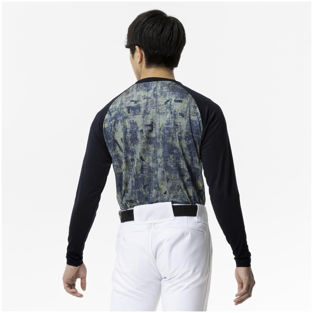 Mizuno Practice Graphic Undershirt Long Size Navy Undershirt, Fleece-Lined (Low Neck, Sleeve), M,