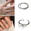 Fashionable Bowknot Opening Rings Finger Rings Beaded Finger Rings Alloy Material Stylish Finger Accessory for Women