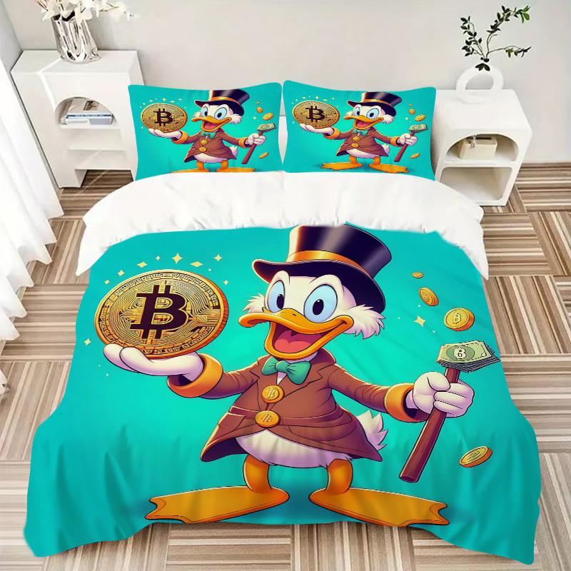 3pcs set Donald Duck1pc of quilt cover+2pcs of pillowcase, no core, print bedding, All Seasons Bedroom Setting033