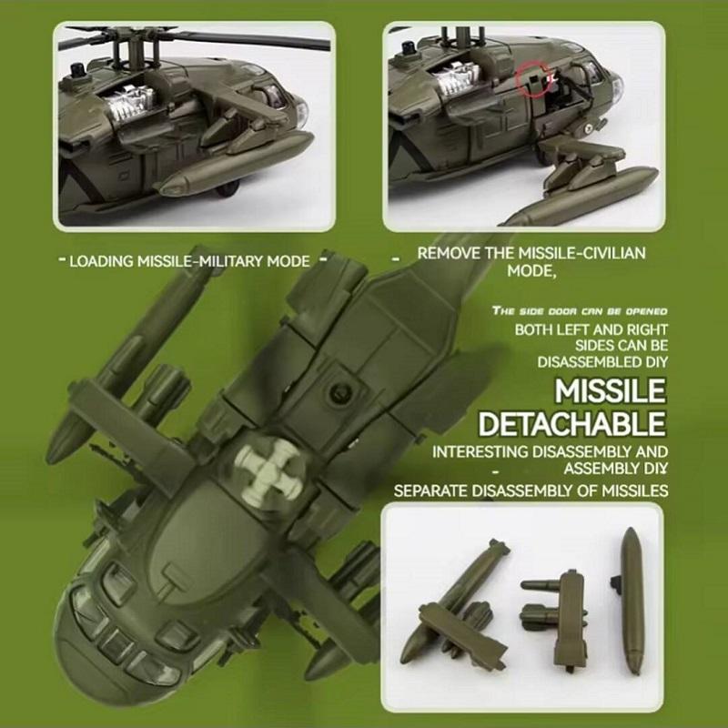 Black Hawk Kampfhubschrauber Simulation Diecast & Spielzeugfahrzeuge Geräusche & Licht 1:64 Legierung Militärische Sammlung Modell Metallflugzeug