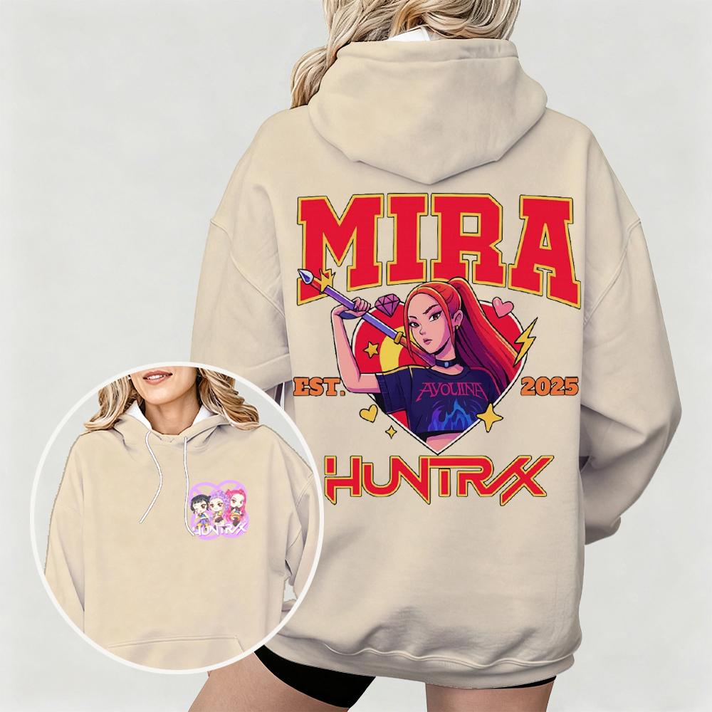 Women KPop Demon Hunters Hoodie with Mira Graphic Character Perfect for Autumn Winter Casual Wear Fashionable Outdoor Pullover