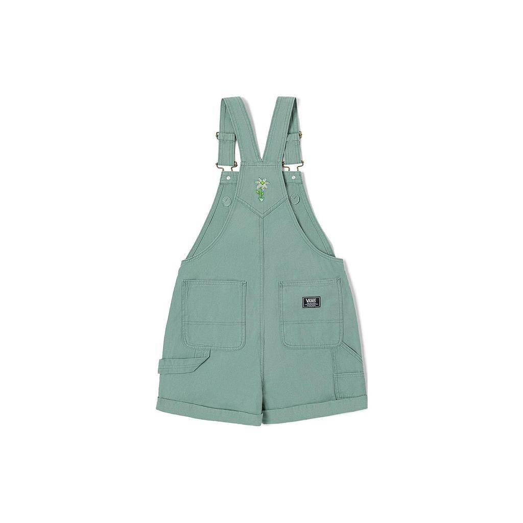 Vans Embroidered Orange Weave Overalls Shorts Women Bottoms Green VN000465RL6