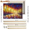 RUOPOTY Abstrakt by DIY-maleri etter tall Landsacpe-bilde Lerretsmaling Håndmalt for hjemmeinnredning 40x50 cm med gjør-det-selv-ramme