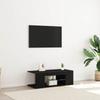TV Cabinet Black Oak Effect 90 x 39 x 30 cm Particleboard