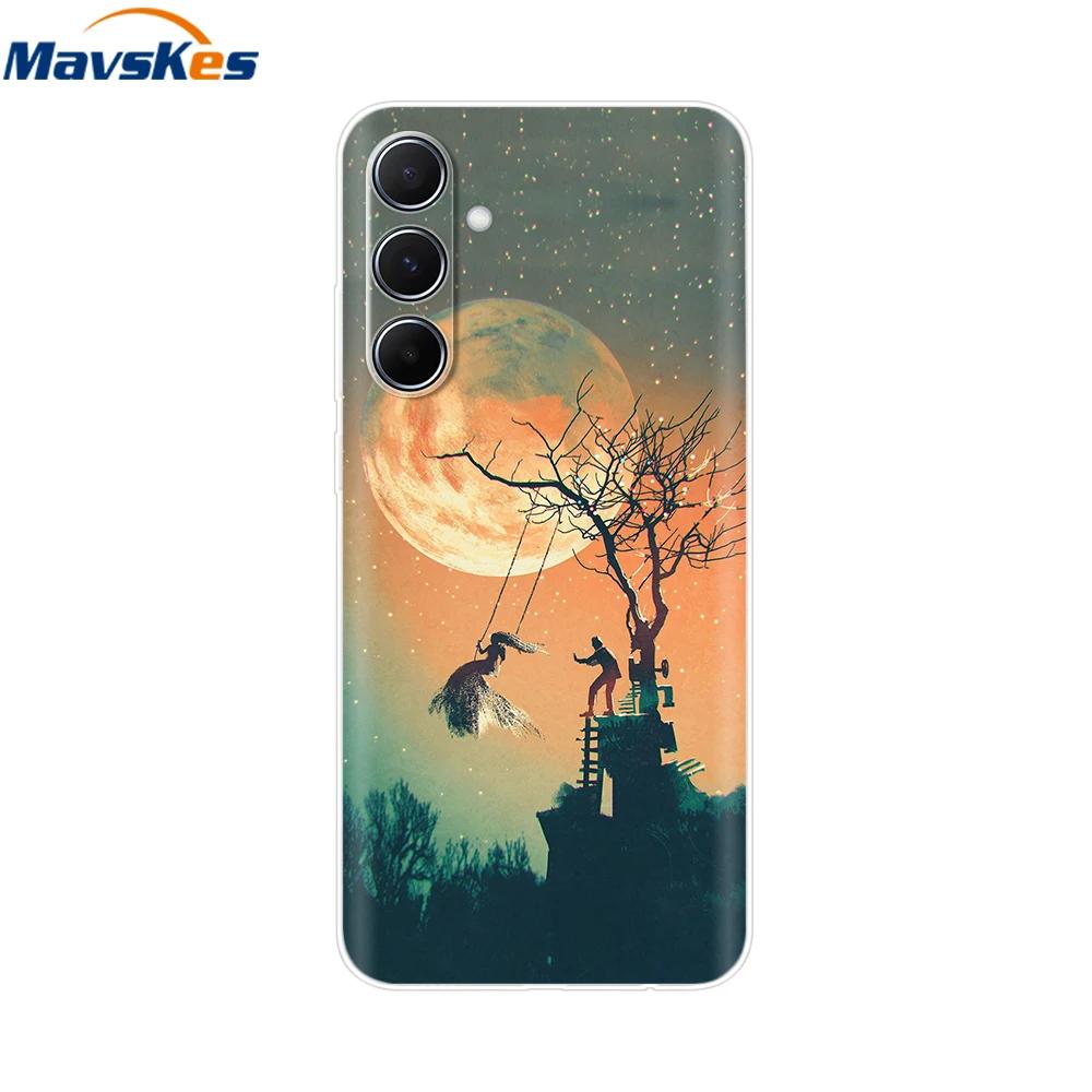 For Samsung Galaxy M35 M55 Case Cute Flower Soft Silicone Back Cover for Coque Samsung M 55 M 35 5G Phone Cover Fundas Shells