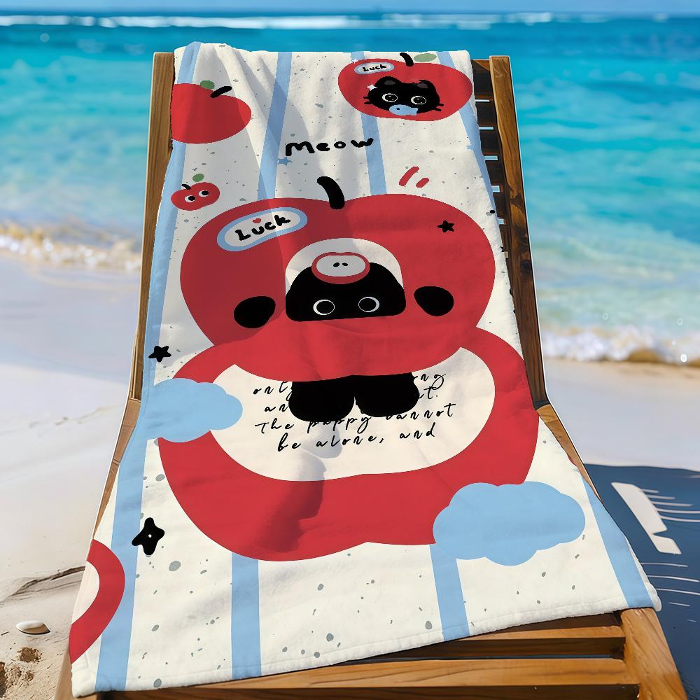 Cartoon Black Cat Cute Towel Quick Drying Beach Towels Are Suitable For Swimming Pools Camping Yoga And The Gym