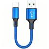 USB A to Type C Short Data Cable 0.25M 3A Fast Charging Nylon Braided Cord for Home Office Phone Charging