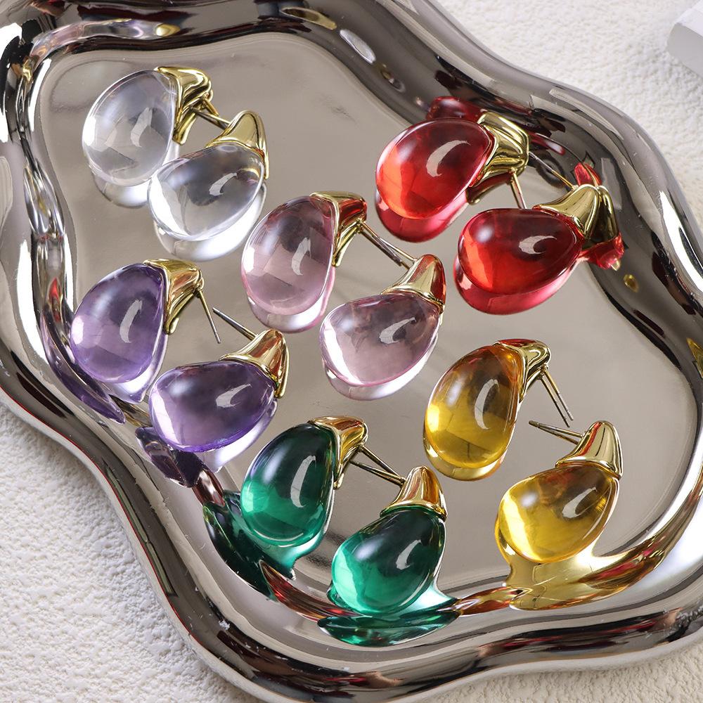 LATS Transparent Water Drop Earrings for Women Multicolored Elegant Modern Design Earring Party Jewelry Gifts