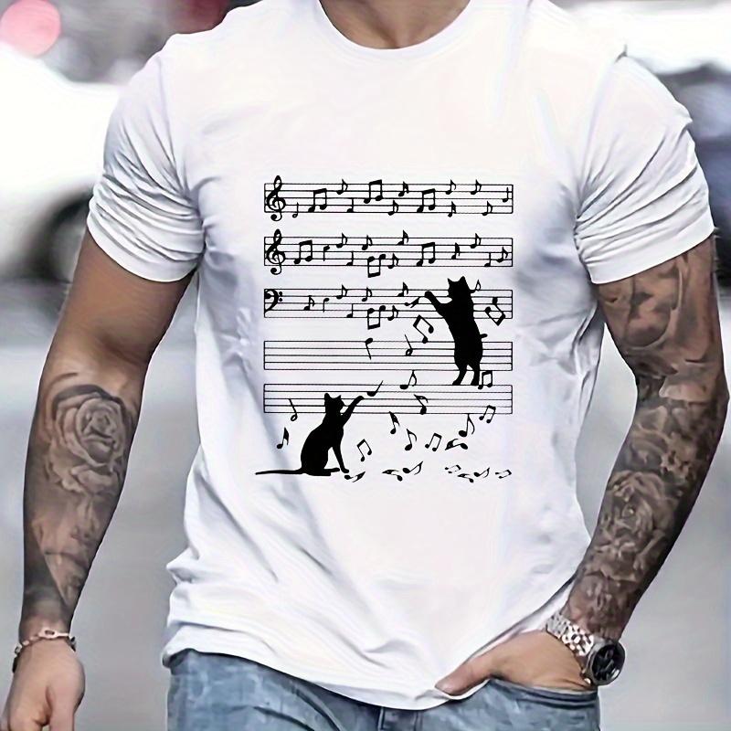 Summer Hot Selling Music Themed Cat Stickers PVC Heat Transfer Printing Black Cat Silhouette and Music Symbols M