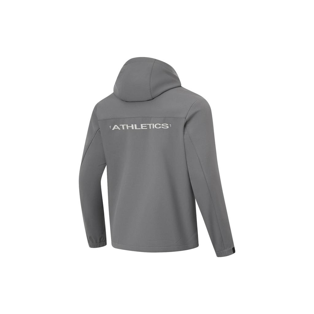 Li-Ning Solid Color Hooded Loose Waterproof Fleece Warm Sports Windbreaker Men Outerwear Smoke-Gray AFDT837-3