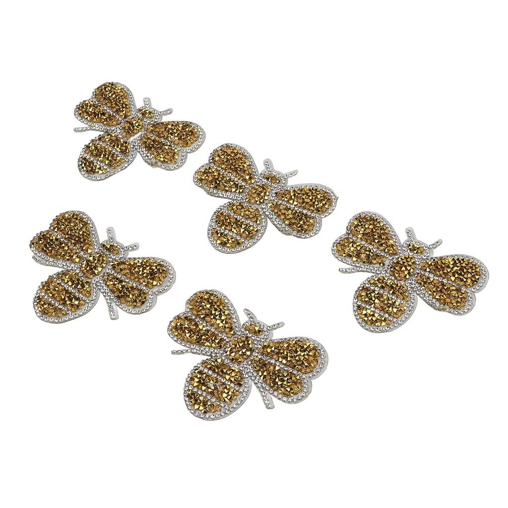 5Pcs Small Bee Rhinestone Patches Shading Blemishes Damage Cute Shape Yellow Animals Rhinestone