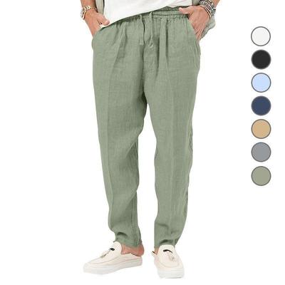 Cross-border Summer Men's Breathable and Linen Trousers Loose Casual Sports Men's Trousers