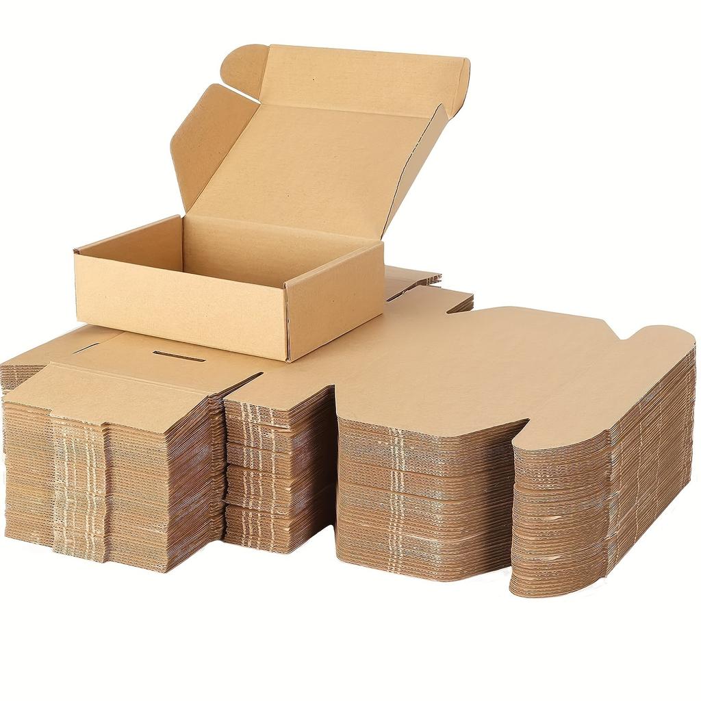 100pcs Super Hard Kraft Paper Airplane Boxes - Small Square Paper Boxes for Gift Wrapping and Mailing