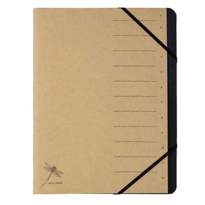 Trieur - PAGNA - 40061-11 - 12 Compartiments - Papier Kraft - Élastique Noir