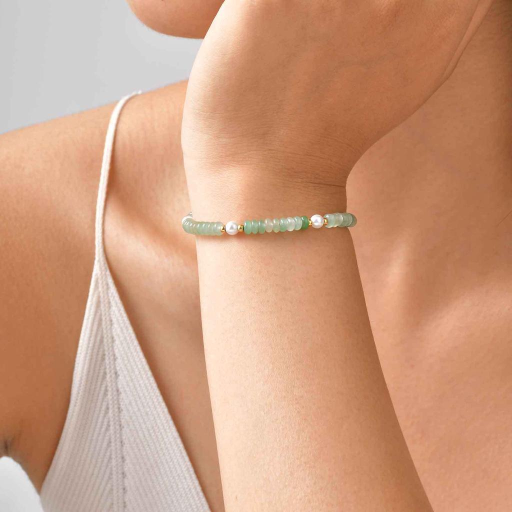 Kleiner frischer Fee-Wind Schmuck Edelstahl Imitation Perle Kristallperle Armband Damen Schmuck Br-2732