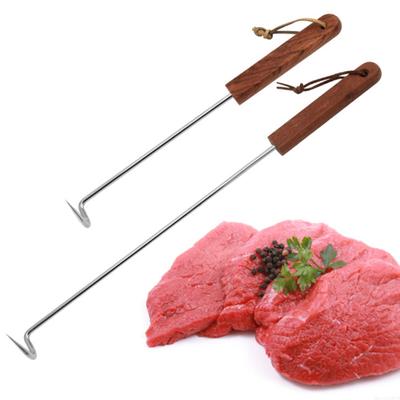 BBQ steak grilovací hák maso obracečka dřevěná rukojeť nerezová ocel obracečka na jídlo pro