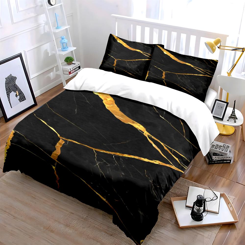 Black Marble Gold Bedding Bedding set (1 duvet cover, 2 pillowcases, duvet not included)