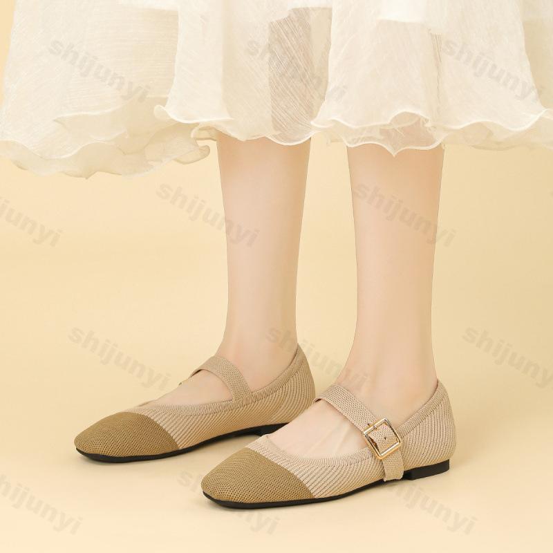 Fashion 2025 New Spring Women Fashion Fly Weave Casual Mary Jane Shoes Mesh Breathable Comfortable Single Shoes Shallow Mouth Flat Pumps