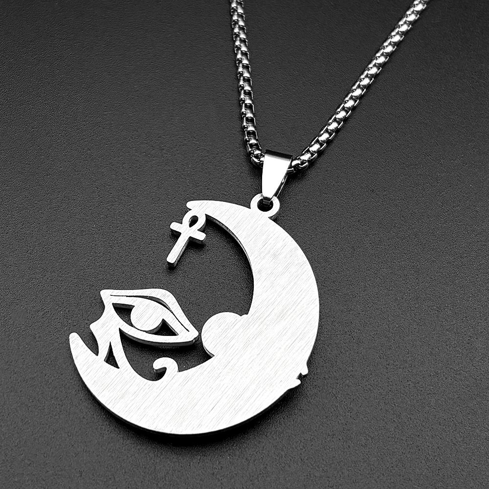 Ägyptische Göttin Isis Auge des Horus Ankh Kreuz Anhänger Halskette für Damen Herren Edelstahl Gold Silber Farbe Kette Schmuck