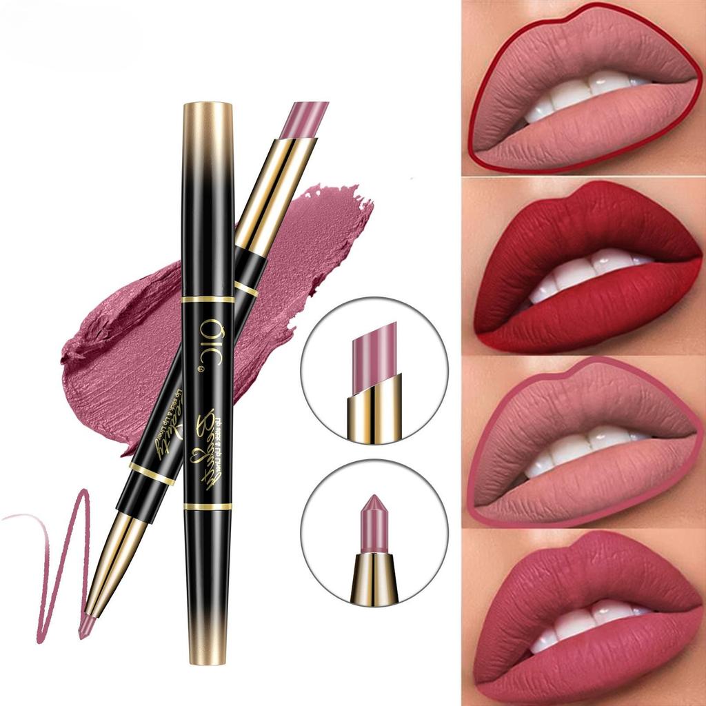 2 IN 1 Lip Liner Waterproof Matte Velvet Nude Lipstick Pencil Sexy Red Long Lasting Pink Purple Lipliner Makeup Cosmetics