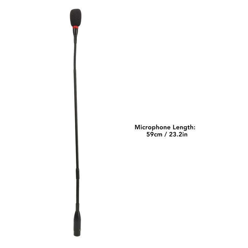Condenser Gooseneck Microphone Clear Sound 23.2in  Indicator Gooseneck Microphone with Windproof Cotton for Conference