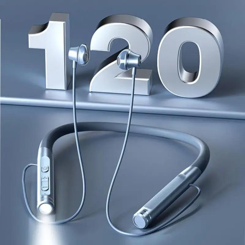 New Magnetic Neck Hanging Headphone Stereo Bass Wireless Bluetooth-compatibile Sport Earphones Waterproof Support TF Card