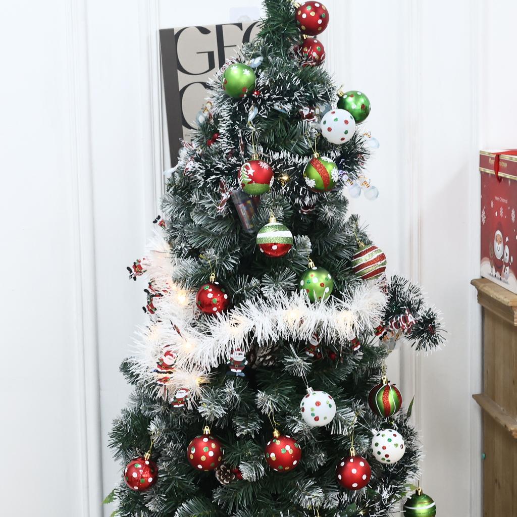 24/6pcs Christmas Ball Xams Tree Hanging Ornaments Red Green Plastic Balls Holiday New Year Party Decoration Hanging Pendant
