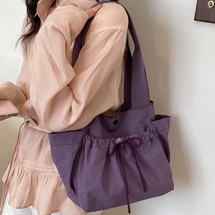 Drawstring Nylon Tote Bag Women s Shoulder Bag фиолетовый