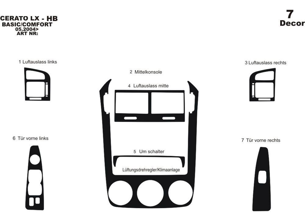 Panel Overlays 2004-2006 (HB) Aluminum for Kia Cerato 1