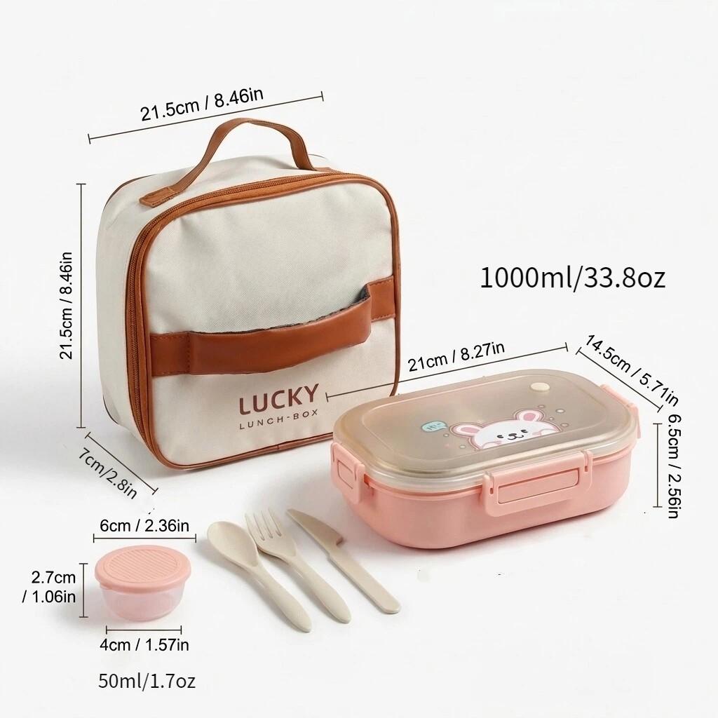 Tragbare 3 Fächer Cartoon Kinder Lunchbox Mikrowellengeeignet Kunststoff Getrennte Bento Box Große Kapazität Lebensmittelbehälter Für Schüler Schule