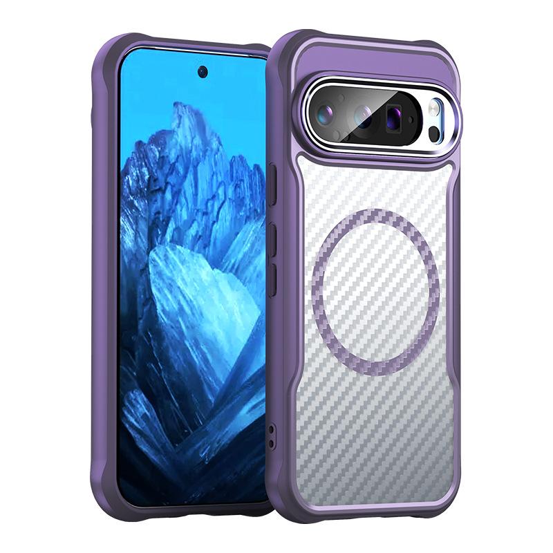 For Google Pixel 9 Pro XL For Magsafe Carbon Fiber Phone Case For GOOGLE Pixel 9 Pro Wireless Charging Magsafing Cover For Pixel 8A 9 Pro XL Fundas