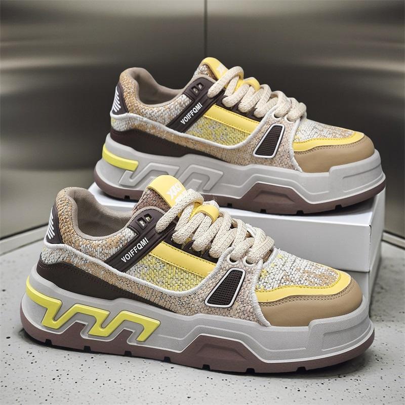 

Autumn men s shoes niche design sense casual Internet celebrity weaving panel shoes soft sole versatile thick sole heightening sports tide shoes 44