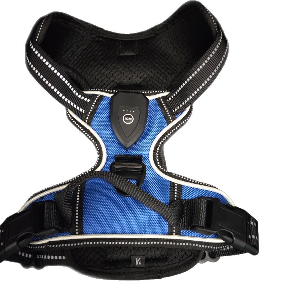 Type-C Rechargeable LED Light Up Breathable Nylon Dog Harness Reflective Warning Pet Vest Glowing Pet Supplies