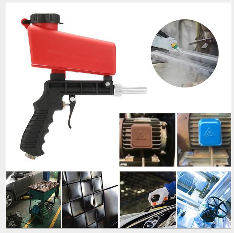 Pneumatischer Sandstrahler für Kompressor, Entfernt Farbe, Flecken, Rost & Reinigt Oberflächen(rot) Handgehaltene Sandstrahlpistole Tragbar