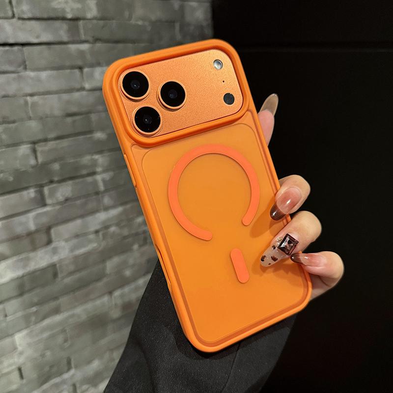 Alloy Lens Frame Matte Case for iPhone 17 16 15 14 13 12 11 Pro Max 17E Air 16E Hybrid Magnetic Charge Shockproof Hard Cover