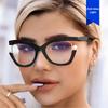 Retro Round Brand Design Ultra-Thin Green Leopard Men And Women Frame Photochromic Anti Blue Light Reading Glasses Degree 0~+600