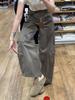 Women's Autumn Military Green Wide-Leg Scimitar Work Pants, Plus Size, Slimming Design, New 2025 Style