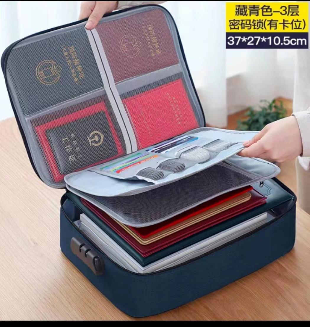 

Многослойная сумка для хранения документов, многофункциональный органайзер большой вместимости, для кредитных карт, водительских прав, пакет для важных документов. locks синий