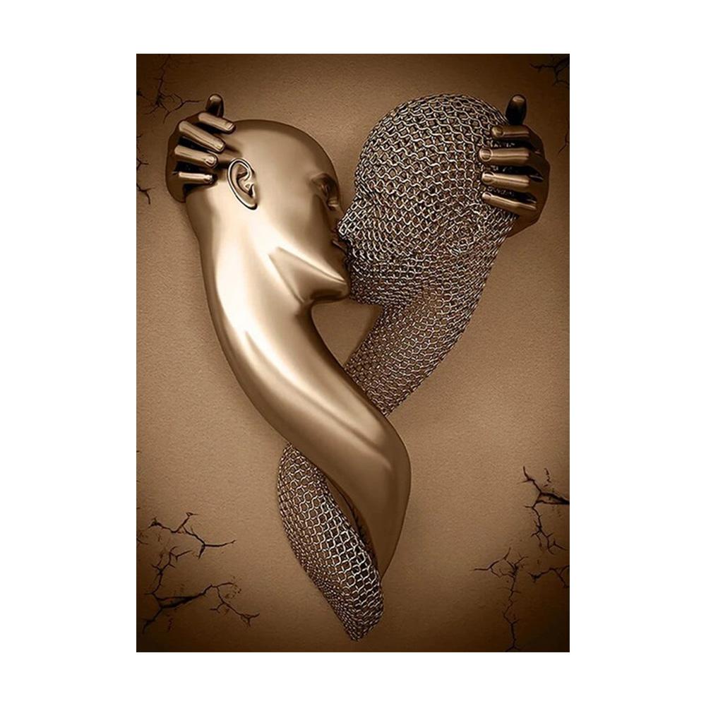 Metal Figure Statue Art Poster High Definition Printing Canvas Painting Prints Couple Sculpture Living Room Home Decor Picture