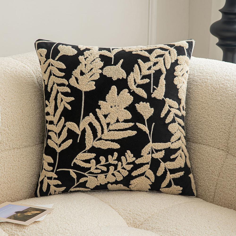 French Three-Dimensional Embroidered Pillow Cover Lamp Luxury High-End Bedside Pillow Square Tufted Living Room Sofa Cushion Cover