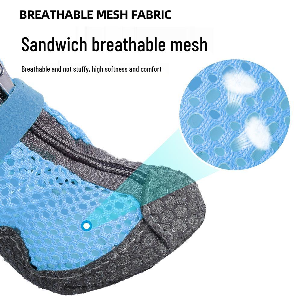 Reflective Breathable Mesh Dog Shoes - Non-slip, Wear-resistant Soles for Small and Medium Breeds