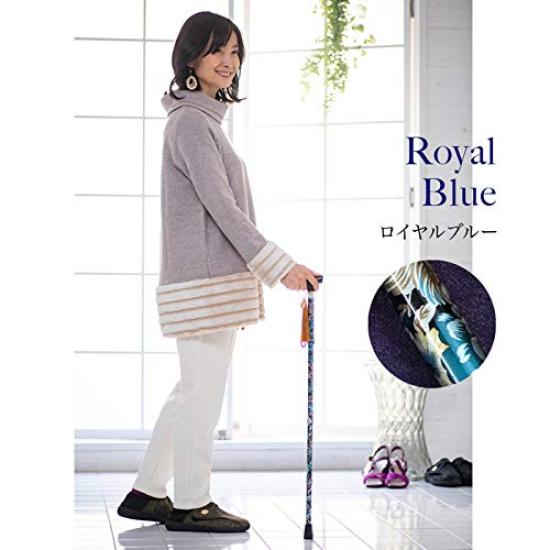 Lightweight Folding Walking Stick with Floral KISS MY LIFE for for Elderly Care Pattern, Design, Women, Extendable, (Royal Blue) (kml130103a)