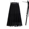 Chiffon Pleated High-Waist Midi Skirt for Spring/Summer 2024 - Solid Color, Loose, Mid-Length Skirt for Women