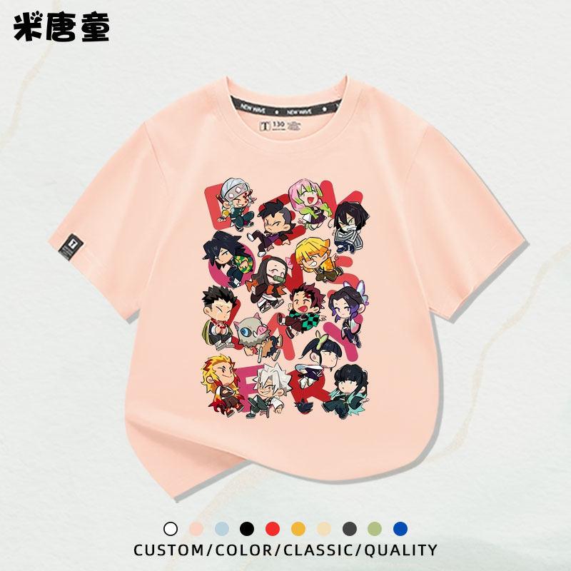 Ghost Killing Blade Animation Peripheral Short Sleeve Q Cartoon Anime Pure Cotton Printing New Unisexs and Womens Tshirts S